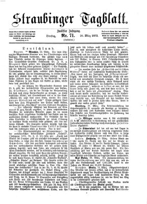 Straubinger Tagblatt Dienstag 26. März 1872