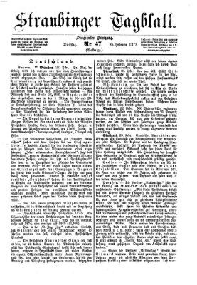 Straubinger Tagblatt Dienstag 25. Februar 1873