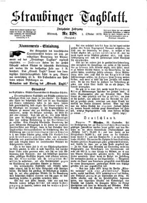 Straubinger Tagblatt Mittwoch 1. Oktober 1873