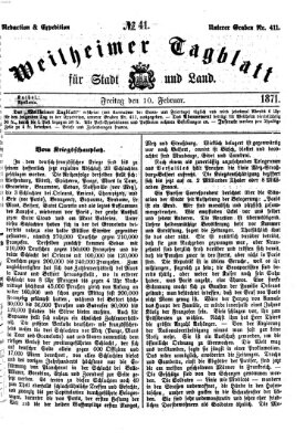 Weilheimer Tagblatt für Stadt und Land Freitag 10. Februar 1871