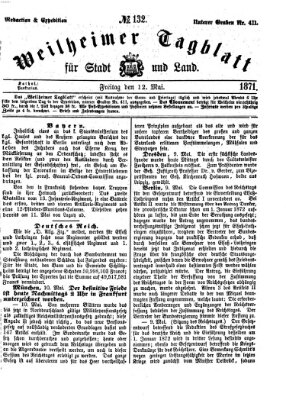 Weilheimer Tagblatt für Stadt und Land Freitag 12. Mai 1871