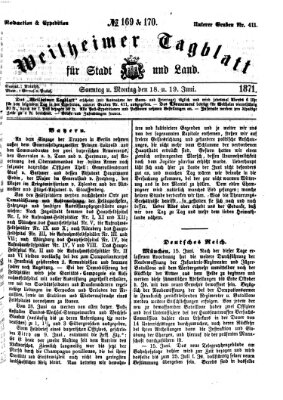 Weilheimer Tagblatt für Stadt und Land Sonntag 18. Juni 1871