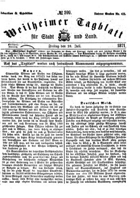 Weilheimer Tagblatt für Stadt und Land Freitag 28. Juli 1871