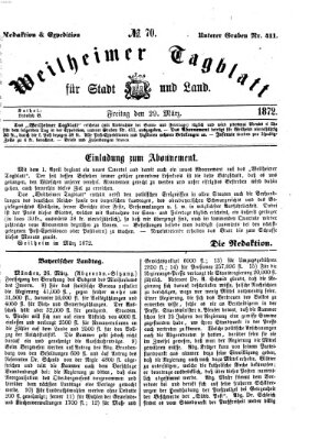 Weilheimer Tagblatt für Stadt und Land Freitag 29. März 1872