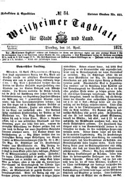 Weilheimer Tagblatt für Stadt und Land Dienstag 16. April 1872
