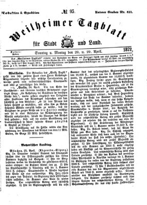 Weilheimer Tagblatt für Stadt und Land Sonntag 28. April 1872