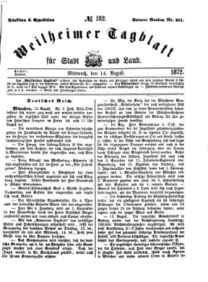 Weilheimer Tagblatt für Stadt und Land Mittwoch 14. August 1872