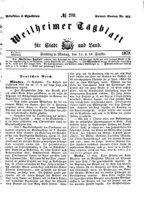 Weilheimer Tagblatt für Stadt und Land Montag 16. September 1872