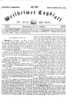 Weilheimer Tagblatt für Stadt und Land Donnerstag 17. Oktober 1872
