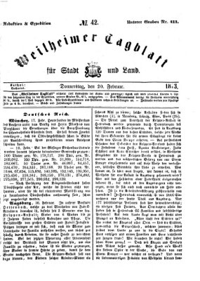 Weilheimer Tagblatt für Stadt und Land Donnerstag 20. Februar 1873