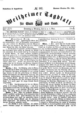 Weilheimer Tagblatt für Stadt und Land Sonntag 4. Mai 1873