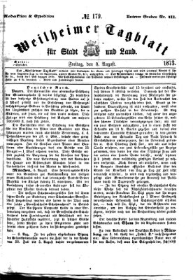 Weilheimer Tagblatt für Stadt und Land Freitag 8. August 1873