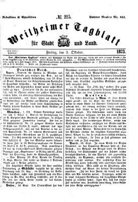 Weilheimer Tagblatt für Stadt und Land Freitag 3. Oktober 1873
