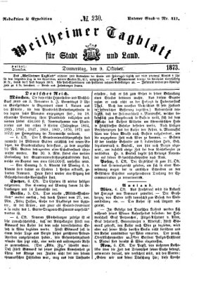 Weilheimer Tagblatt für Stadt und Land Donnerstag 9. Oktober 1873
