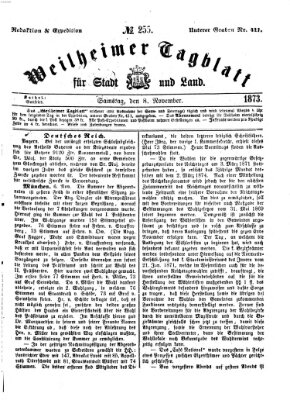 Weilheimer Tagblatt für Stadt und Land Samstag 8. November 1873