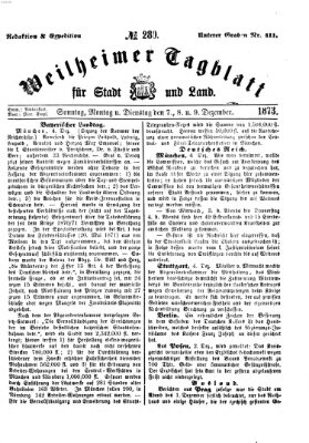 Weilheimer Tagblatt für Stadt und Land Dienstag 9. Dezember 1873