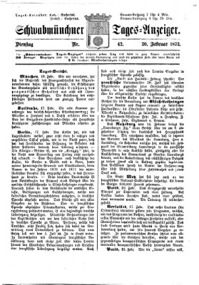 Schwabmünchner Tages-Anzeiger Dienstag 20. Februar 1872