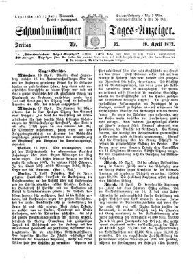 Schwabmünchner Tages-Anzeiger Freitag 19. April 1872