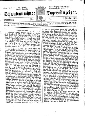 Schwabmünchner Tages-Anzeiger Donnerstag 17. Oktober 1872