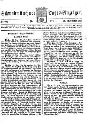 Schwabmünchner Tages-Anzeiger Freitag 21. November 1873