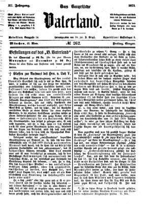 Das bayerische Vaterland Freitag 17. November 1871