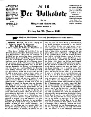 Der Volksbote für den Bürger und Landmann Freitag 20. Januar 1871