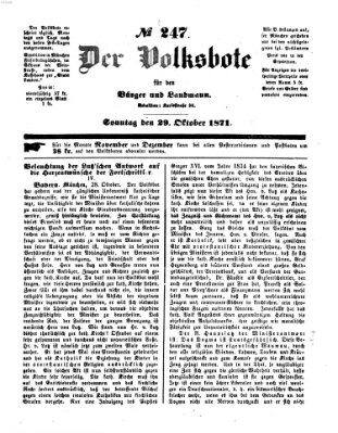 Der Volksbote für den Bürger und Landmann Sonntag 29. Oktober 1871