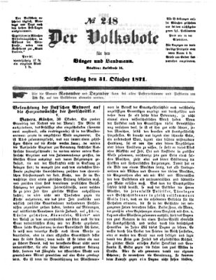 Der Volksbote für den Bürger und Landmann Dienstag 31. Oktober 1871