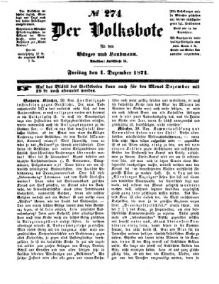 Der Volksbote für den Bürger und Landmann Freitag 1. Dezember 1871