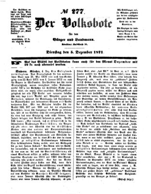 Der Volksbote für den Bürger und Landmann Dienstag 5. Dezember 1871