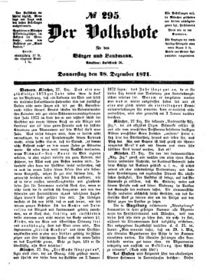 Der Volksbote für den Bürger und Landmann Donnerstag 28. Dezember 1871