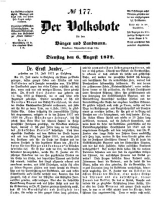 Der Volksbote für den Bürger und Landmann Dienstag 6. August 1872