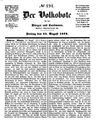 Der Volksbote für den Bürger und Landmann Freitag 23. August 1872