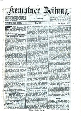 Kemptner Zeitung Samstag 13. April 1872