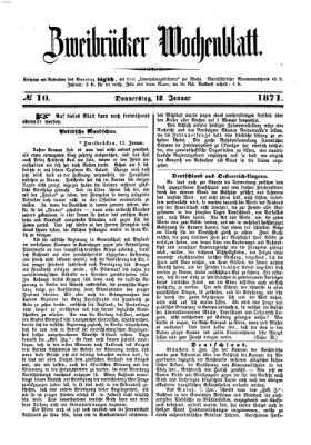 Zweibrücker Wochenblatt Donnerstag 12. Januar 1871