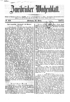 Zweibrücker Wochenblatt Mittwoch 22. März 1871