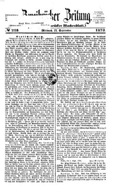 Zweibrücker Zeitung (Zweibrücker Wochenblatt) Mittwoch 17. September 1873