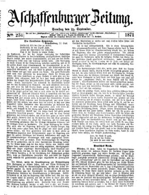 Aschaffenburger Zeitung Samstag 23. September 1871