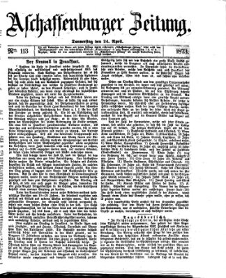 Aschaffenburger Zeitung Donnerstag 24. April 1873