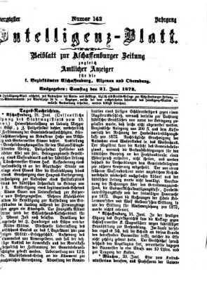 Aschaffenburger Zeitung Samstag 21. Juni 1873