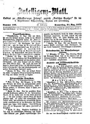 Aschaffenburger Zeitung Donnerstag 21. August 1873