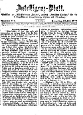 Aschaffenburger Zeitung Donnerstag 27. November 1873