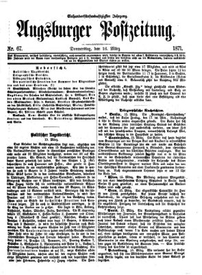 Augsburger Postzeitung Donnerstag 16. März 1871