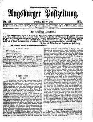Augsburger Postzeitung Dienstag 20. Juni 1871