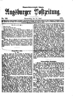 Augsburger Postzeitung Donnerstag 22. Juni 1871
