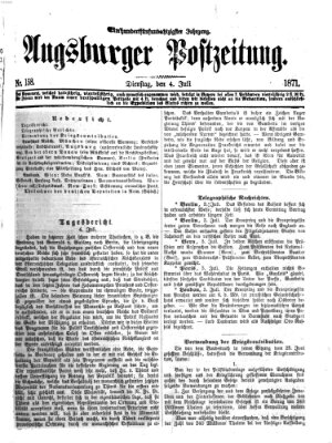 Augsburger Postzeitung Dienstag 4. Juli 1871