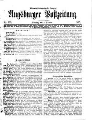 Augsburger Postzeitung Dienstag 3. Oktober 1871