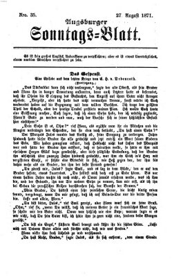 Augsburger Sonntagsblatt (Augsburger Postzeitung) Sonntag 27. August 1871
