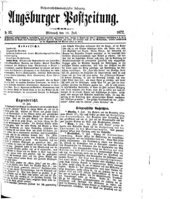 Augsburger Postzeitung Mittwoch 10. Juli 1872