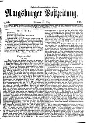 Augsburger Postzeitung Mittwoch 12. März 1873